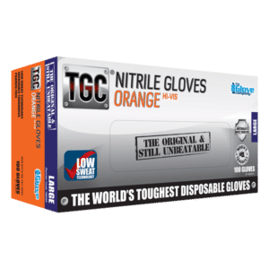 TGC® Hi-Vis Orange Nitrile Disposable Gloves